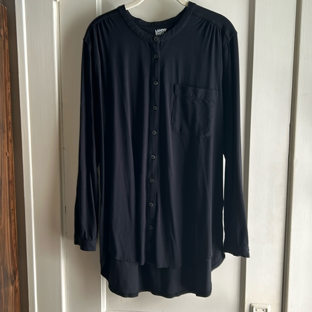 Lands’ End Long Sleeve Button Front Tunic Shirt
